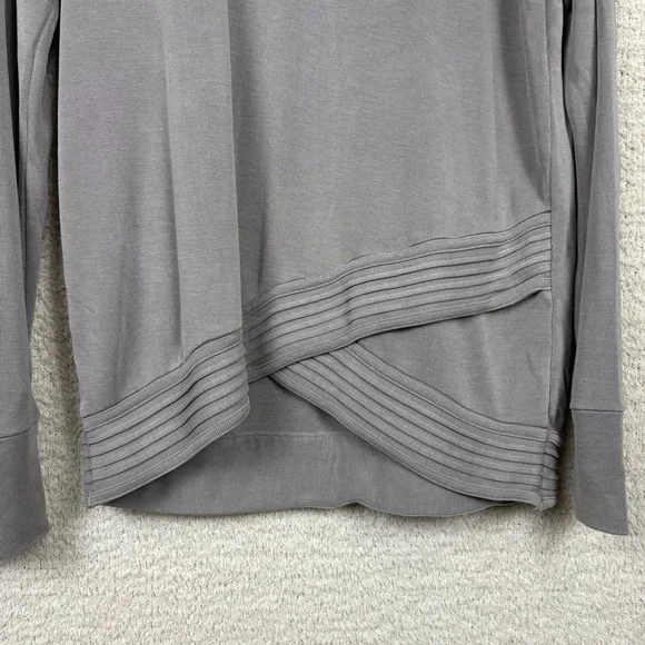 Athleta Sweatshirt Womens Lg Tall Silver Gray Serenity Criss Cross Athleisure - Picture 6 of 11